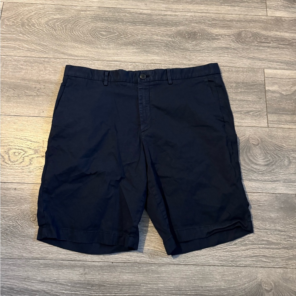 Theory Dark Blue Flat Front Shorts Size 36 Inseam 10”
